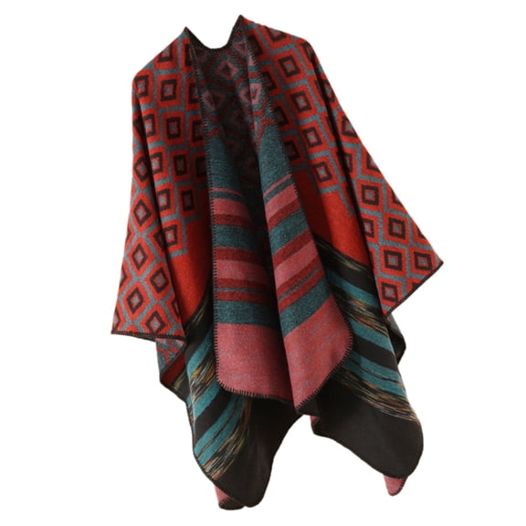 Yokua Bohemian Poncho Ethnic Shawl Sweater Geometric Flower Cloak Poncho Capes Coat