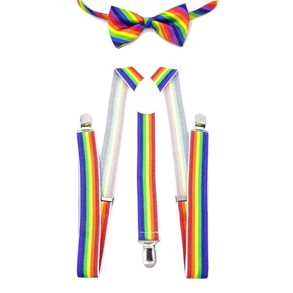 Yokua Boy Rainbow Suspenders and Bowtie Set Perfect for Any Formal Occasion