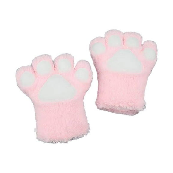 Yokua Boys Girls Cartoon Kitten Paw Shape Gloves Cosplay Halloween Plush Mittens