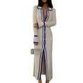 thumbnail image 1 of Yokua Cardigan Maxi Dress Long Sleeve Open Front Button Down Bodycon Sweater Dress, 1 of 14