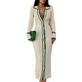 thumbnail image 1 of Yokua Cardigan Maxi Dress Long Sleeve Open Front Button Down Bodycon Sweater Dress, 1 of 14