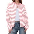 thumbnail image 1 of Yokua Cardigan Sweaters for Women Lightweight Knit Button Front Striped Cardigan Sweaters Trendy Oversized Sweater Coat, 1 of 7