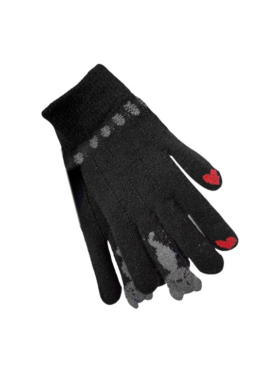 Cats Pattern Knitted Gloves Screentouch Hand Gloves Autumn Winter Warm Gloves