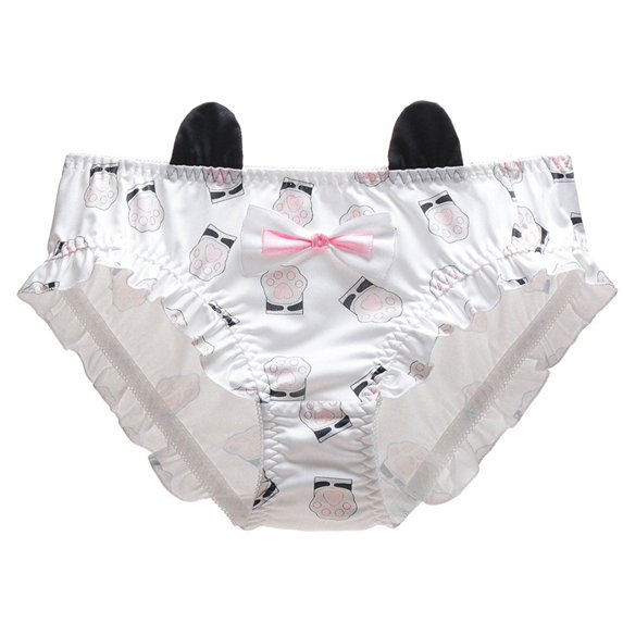 Yokua Cats Paws Bikini Underwear Women's Breathable Panties Bowknot Underwear Gifts