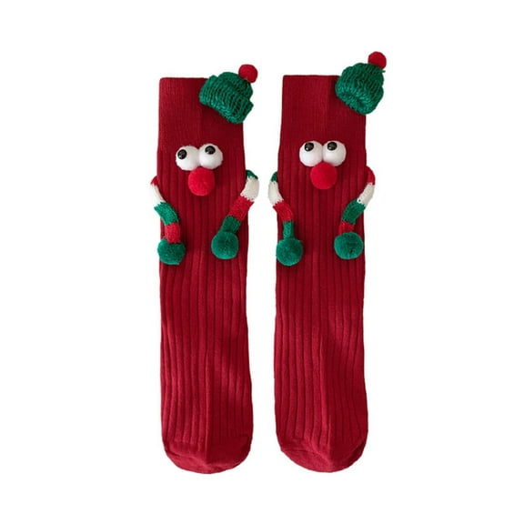 Yokua Christmas Funny Magnetic Couple Hand Holding Socks Novelty Middle Tube Socks