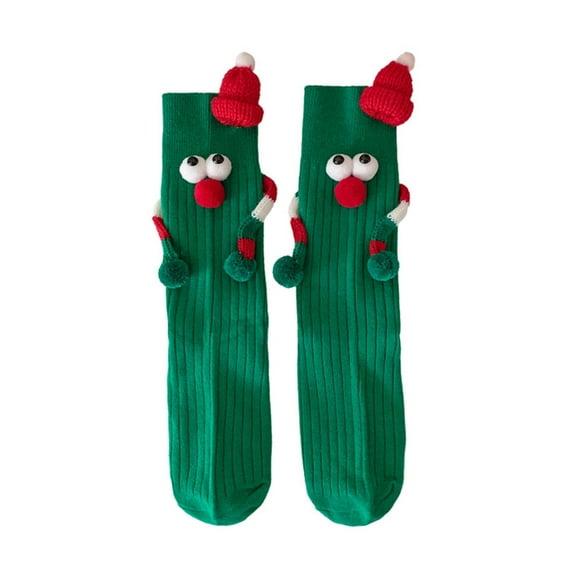 Yokua Christmas Funny Magnetic Couple Hand Holding Socks Novelty Middle Tube Socks