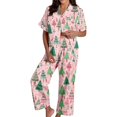 thumbnail image 1 of Yokua Christmas Pajamas Women's Two-Piece Christmas Pajamas Long Sleeve Button Shirt and Pants Set Home Clothes, 1 of 8