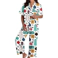thumbnail image 1 of Yokua Christmas Pajamas Women's Two-Piece Christmas Pajamas Long Sleeve Button Shirt and Pants Set Home Clothes, 1 of 8