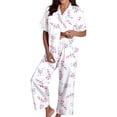 thumbnail image 1 of Yokua Christmas Pajamas Women's Two-Piece Christmas Pajamas Long Sleeve Button Shirt and Pants Set Home Clothes, 1 of 8