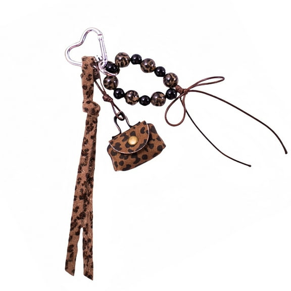 Yokua Compact Leopard Print Mini Purse Keychain Bag Charm for Handbag Accessories