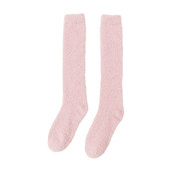 Yokua Coral Fleece Over-knee High Socks Women Plush Home Sleep Floor Long Sockings