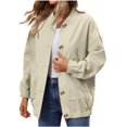 thumbnail image 1 of Yokua Corduroy Jackets for Women Button Down Bomber Jacket Stand Collared Long Sleeve Varsity Y2k Stylish Casual, 1 of 8