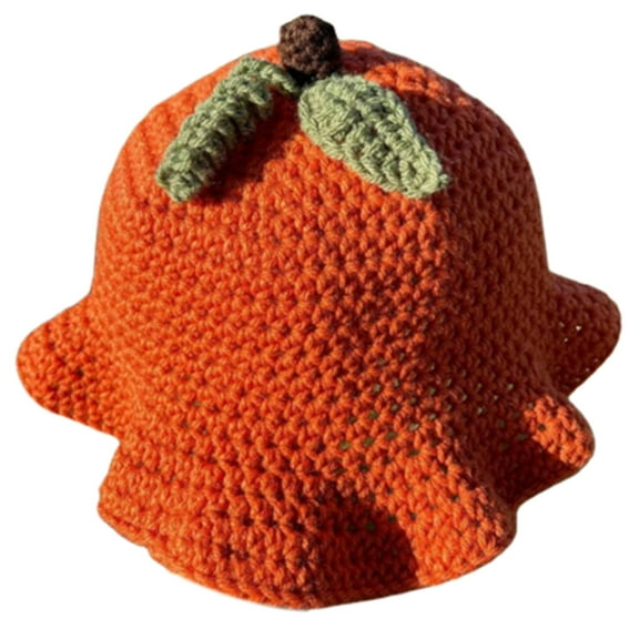Yokua Crochet Pumpkin Bucket Hat Lightweight Fisherman Hat for Girls Camping Travel