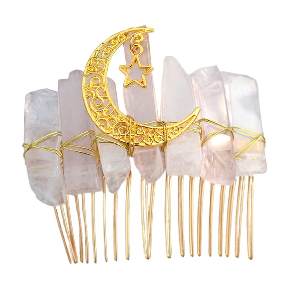 Yokua Crystal Stone Headwear Angel Aura Tiara Fairy Hair Comb for Music Festival