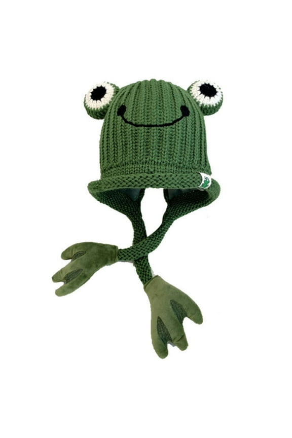 Cute for Frog Shape Knitted Hat Cold Hat Beanie Cap Warm for Fall Winter Daily W