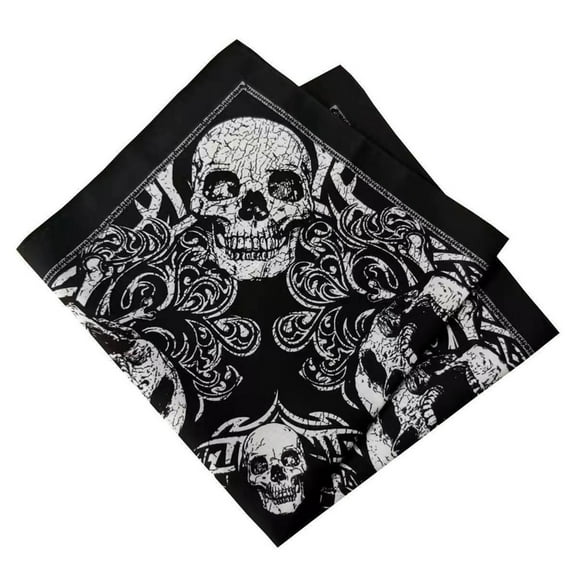 Yokua Digital Skull Print Headscarf Dance Bandanas Cycling Headcover Cotton Kerchief
