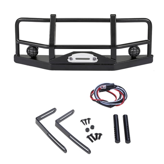 Yokua Durable Front Bumper with LED Light for 1/10 Scale RC Crawler SCX10 TRX4 Model
