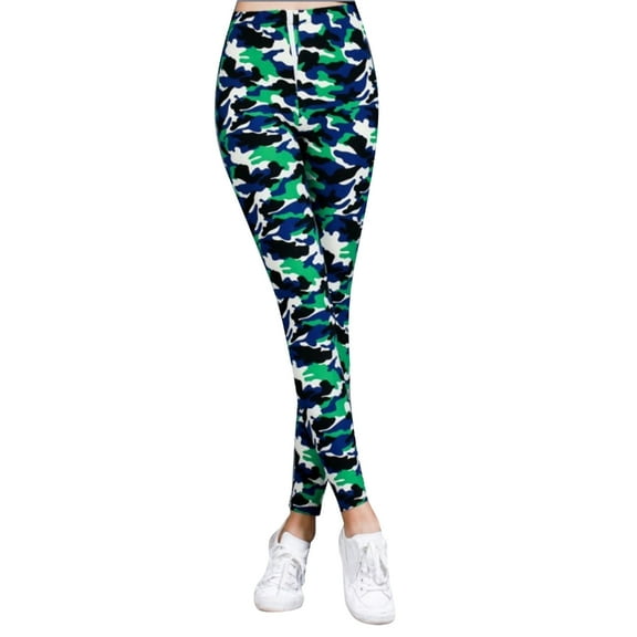 Yokua Elastic Sports Leggings Woman Camouflage Leggings Mid-Waist Casual Trousers
