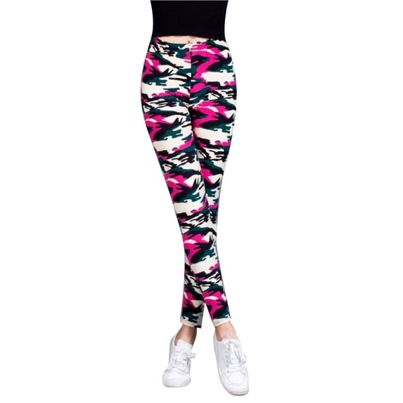 Yokua Elastic Sports Leggings Woman Camouflage Leggings Mid-Waist Casual Trousers
