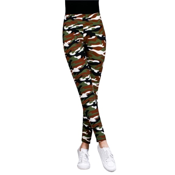 Yokua Elastic Sports Leggings Woman Camouflage Leggings Mid-Waist Casual Trousers