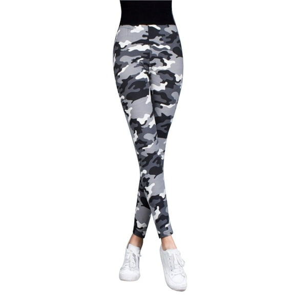Yokua Elastic Sports Leggings Woman Camouflage Leggings Mid-Waist Casual Trousers
