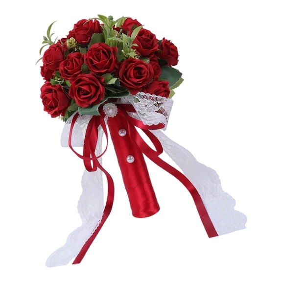 Yokua Elegant Artificial Flower Wedding Bouquet Silk Rose Bride Handheld Toss Flower