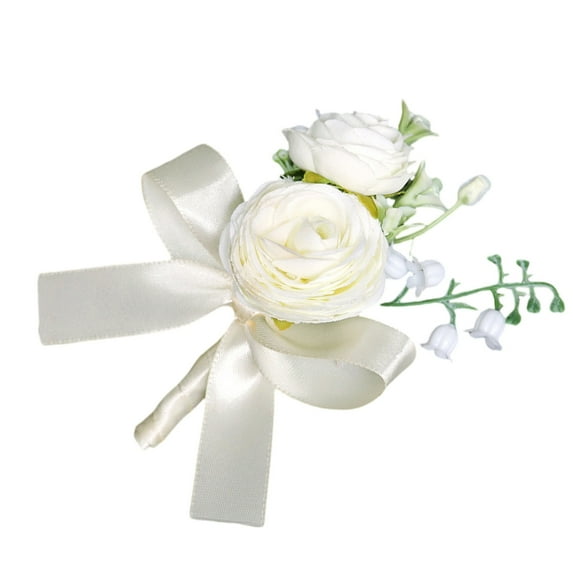 Yokua Elegant Artificial Rose Flower Wrist Corsage Boutonniere For Wedding Ceremony