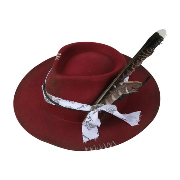 Yokua Elegant Homburg Hat for Men Women Wool Hat Vintage Fedoras Feather Costume
