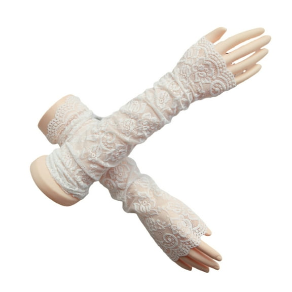Yokua Elegant Lace Flower Arm Sleeves Mesh Arm Covers Sunproof Elbow Length Armwear