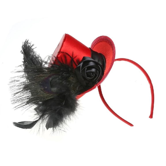 Yokua Elegant Vintage Fascinator Top Hat with Rose for Tea Party Opera Costume