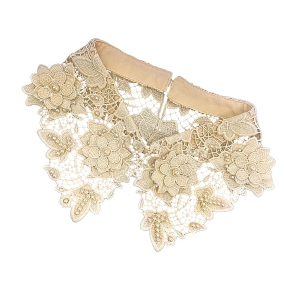 Yokua Embroidery Lapel False Collar Pearl Detachable Blouse Fake Half Shirt Collar