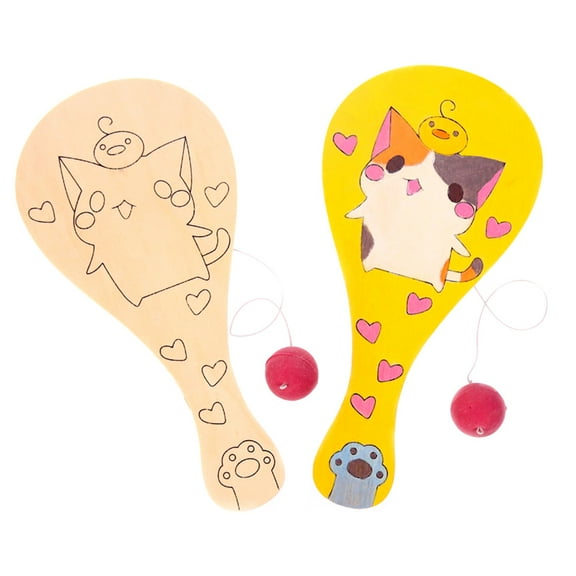 Yokua Exploring Racket Wooden Paddleball Learning DIY Painting Toy for Toddlers