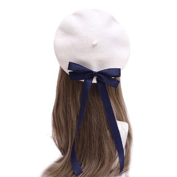 Yokua Fashion Painter Hat Girls Woman Beret Hat with Ribbon Bowknot for Adult Teens
