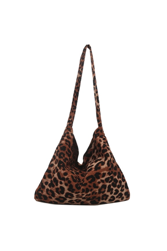 Fashionable Leopard Pattern Large Capacity Canvas Shoulder Bag for Daily Use