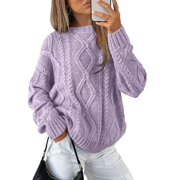 Yokua Fashionable Women's Cable Knit Sweater Oversized Round Neck Available In Multiple Colors For Stylish Outfits