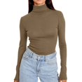 thumbnail image 1 of Yokua Fashionable women's high-neck long-sleeved basic warm top, 1 of 8