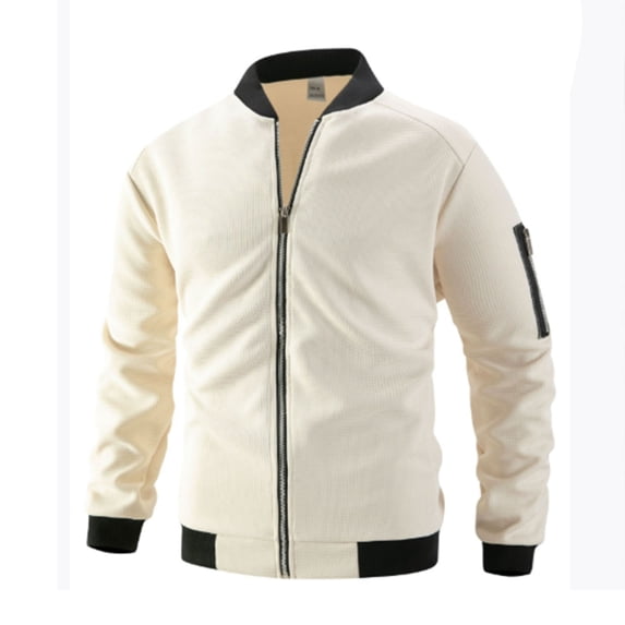 Yokua Fleece Bomber Coat Men Waffle Zip Up Varsity Coat Windbreaker Coat Barn Coat Outwear with Pockets