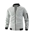 thumbnail image 1 of Yokua Fleece Bomber Coat Men Waffle Zip Up Varsity Coat Windbreaker Coat Barn Coat Outwear with Pockets, 1 of 10