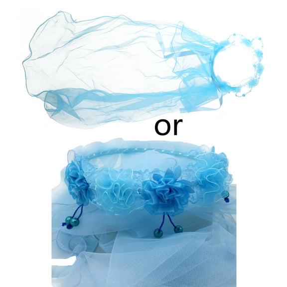 Yokua Floral Crown Hair Wreath Flower Girls Headband with Ribbon Bowknot Tulle Veil