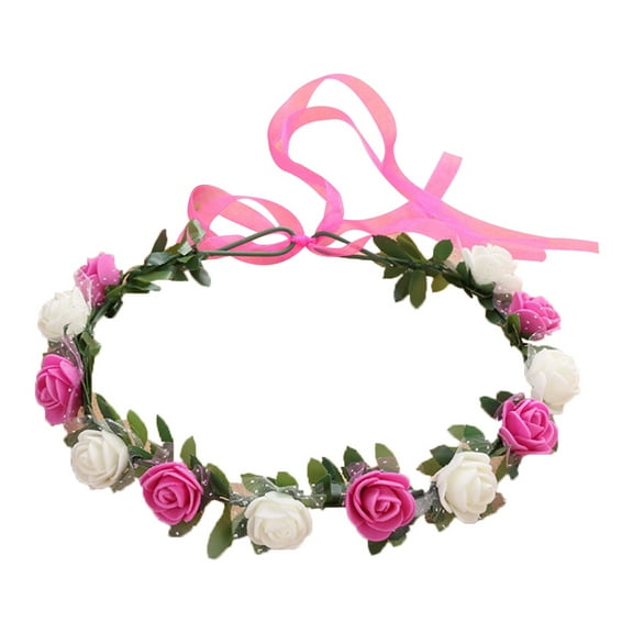 Yokua Flower Hair Wreath Headband Floral Crown Garland Adjustable Ribbon Headpiece