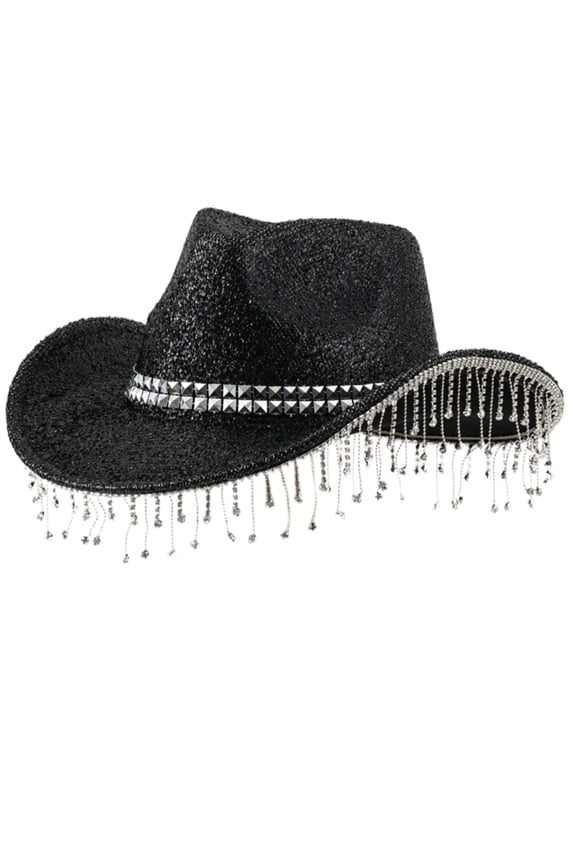 Fringed Crystal Fedoras Hat Wide Brims Top Caps All Age Party Wear Costume Hat