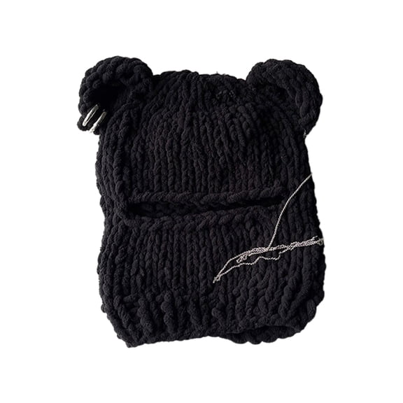 Yokua Funny BearEar Hat Plush Balaclava Beanie Hat Women Outdoor Camping Hiking Hat