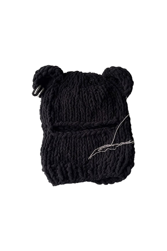 Funny BearEar Hat Plush Balaclava Beanie Hat Women Outdoor Camping Hiking Hat