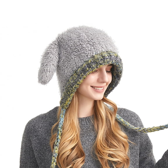 Yokua Furry Rabbits Hat with Ear Oversized Headgear Hat for Winter Outdoor Activity