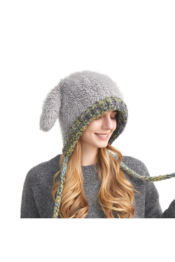 Furry Rabbits Hat with Ear Oversized Headgear Hat for Winter Outdoor Activity