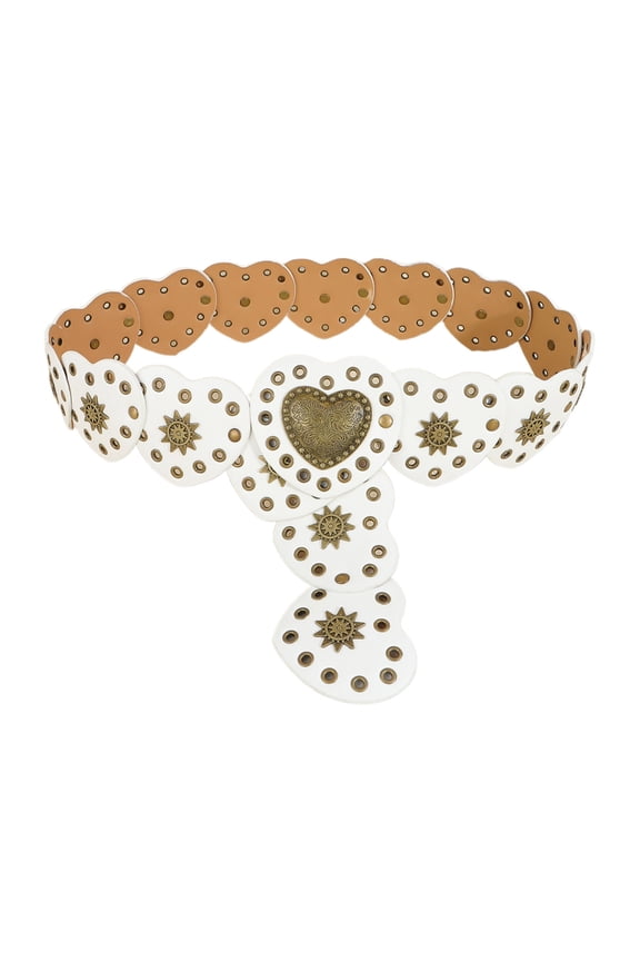 Girl Metal Heart Buckle Waist Belt Western PU Belt for Dress Jeans Adjustable