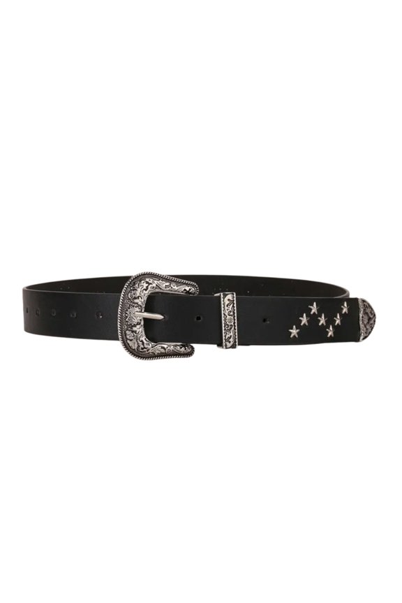 Girl Metal Star Rivet Waist Belt Western PU Belt for Dress Jeans Adjustable