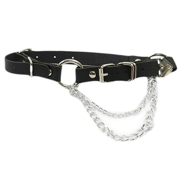 Yokua Girls Waist Belts Leather Circle Gothic Chain Link Metal Strap Punk Belt
