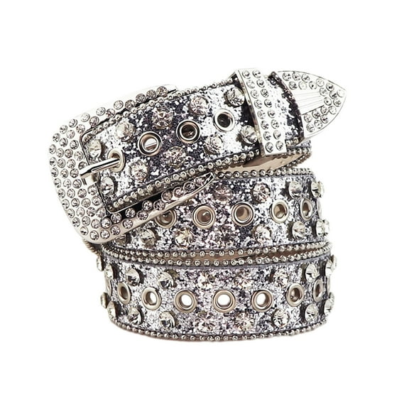 Yokua Glittered Waistband Punk Rhinestones Studded Belt Waistband for Girls