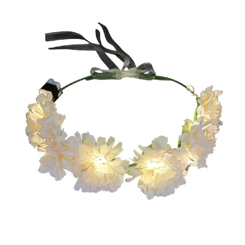 HONLYNE 100 PCS LED Flower Crowns Headbands, Light Up Flower Crowns For Women, Glow in the Dark Headband for Wedding Reception Birthday Christmas Mardi Gras Cosplay Princess Party Favors